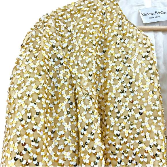 Steven Stoller US 14 American VINTAGE 80s Gold Sequin Bolero Crop Jacket - Picture 4 of 10